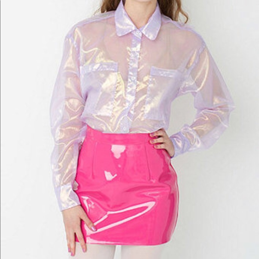 American Apparel Hot Pink PVC Plastic Skirt
